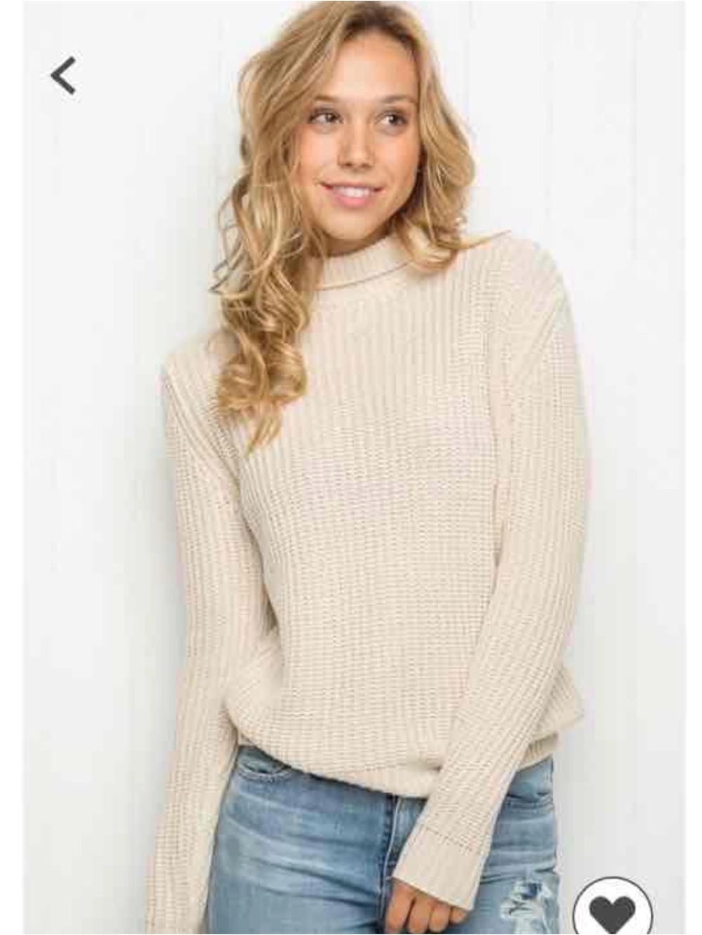 Brandy Melville Cream Knit Mock Neck Turtleneck Sweater NWT